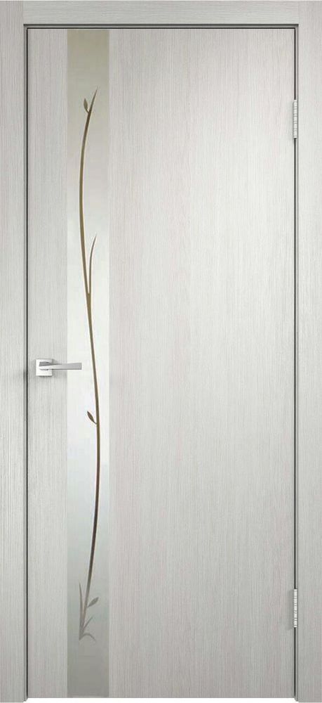 Дверное полотно Экошпон SMART Z1 700х2000 цвет Дуб белый зеркало Веточки