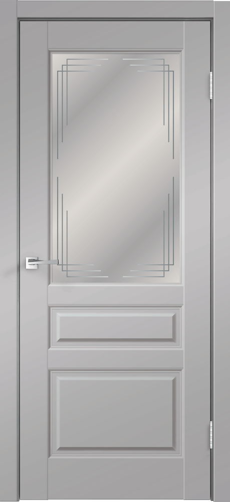 Дверное полотно Экошпон VILLA 3V 700х2000 цвет Серый Эмалит стекло Грани Мателюкс Графит