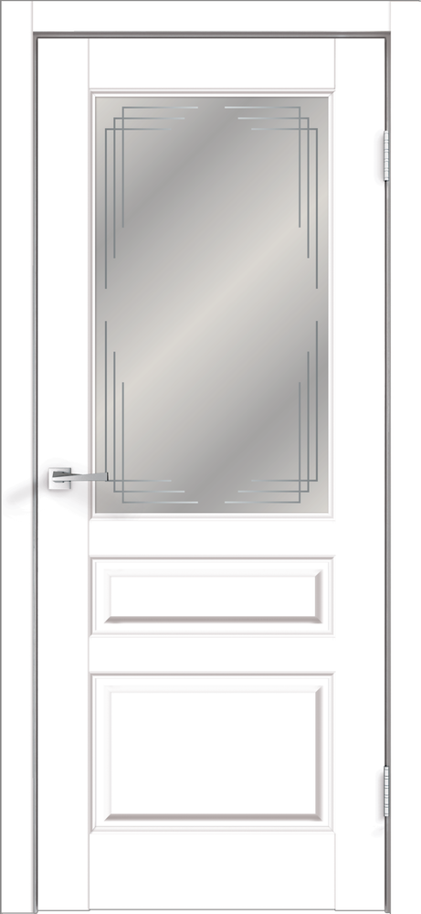 Дверное полотно Экошпон VILLA 3V 800х2000 цвет Белый Эмалит стекло Грани Мателюкс