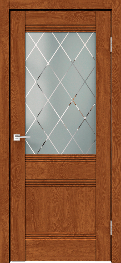 Дверное полотно 3D FLEX ТОСКАНА со стеклом 600х2000 Цвет Дуб Тернер коричневый стекло РОМБ светлый