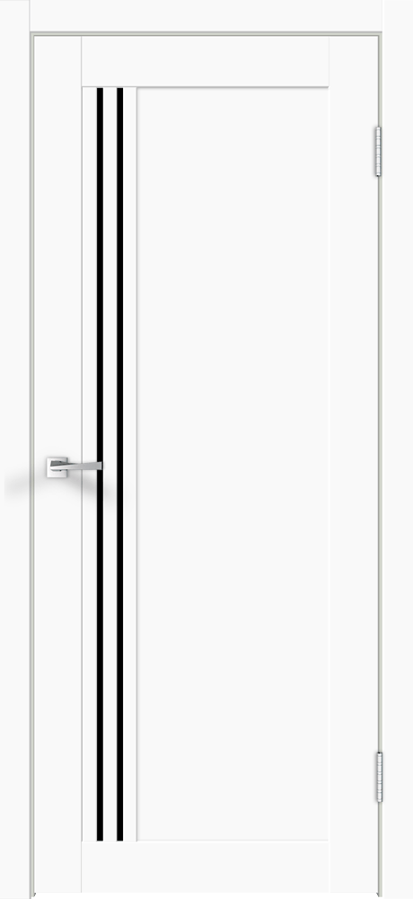 Дверное полотно Экошпон XLINE 8 900х2000 цвет Белый Эмалит стекло Лакобель черное