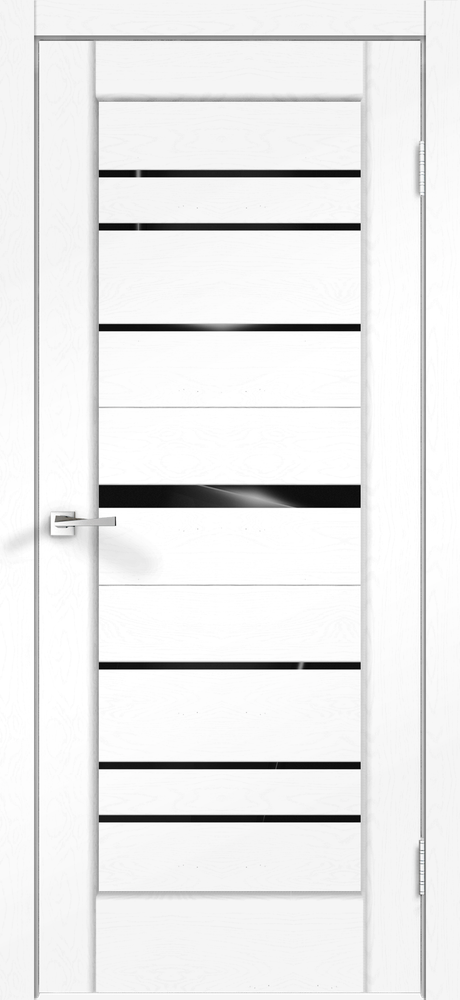 Дверное полотно SoftTouch SoftTouch PREMIER 20 900х2000 цвет Ясень белый структурный стекло Лакобель черное