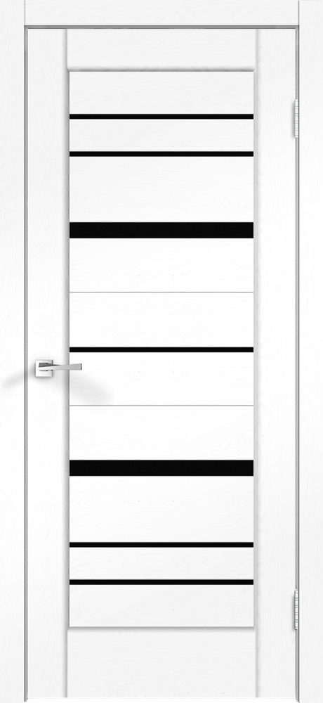 Дверное полотно SoftTouch SoftTouch PREMIER 22 700х2000 цвет Ясень белый структурный стекло Лакобель черное