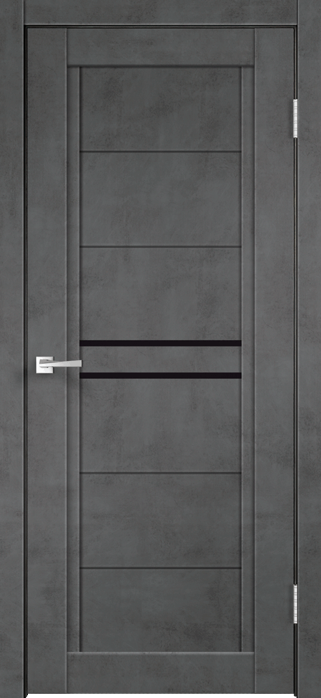 Дверное полотно Экошпон NEXT 2 700х2000 цвет Муар темно-серый стекло Лакобель черное