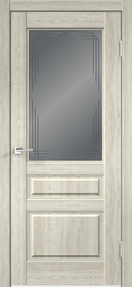 Дверное полотно Экошпон VILLA 3V 800х2000 цвет Дуб дымчатый стекло Грани Мателюкс Графит