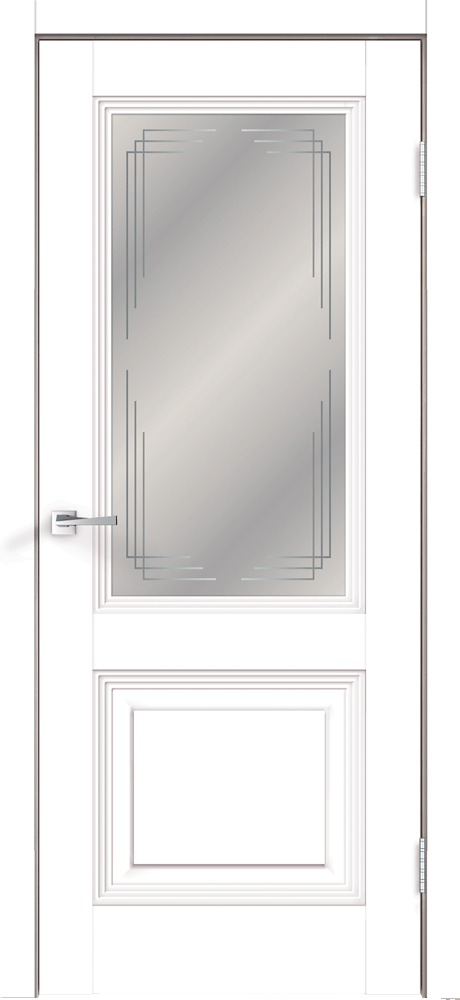 Дверное полотно Экошпон ALTO 10 2V 600х2000 цвет Белый Эмалит стекло Грани Мателюкс