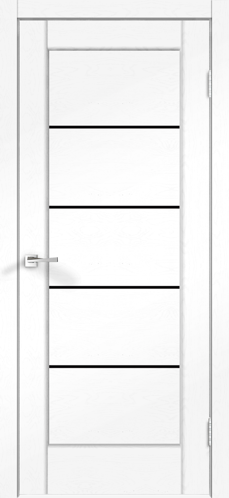Дверное полотно SoftTouch SoftTouch PREMIER 1 700х2000 цвет Ясень белый структурный стекло Лакобель черное