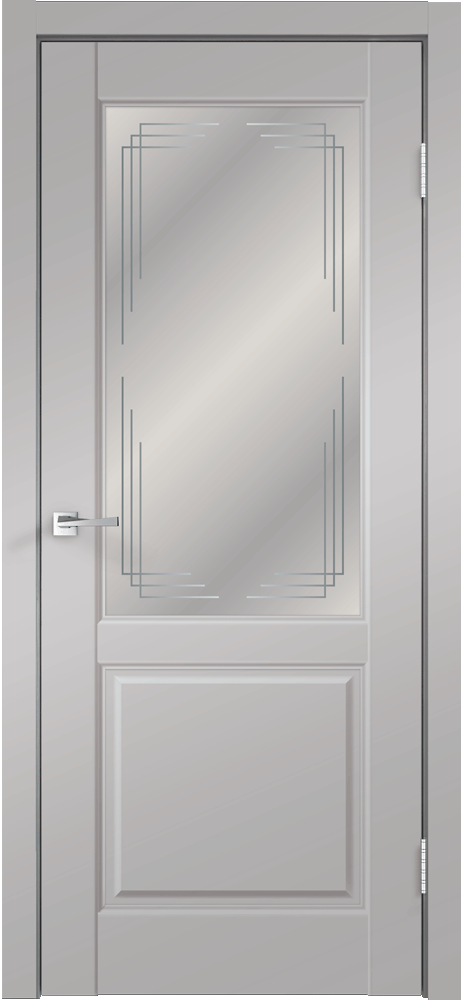 Дверное полотно Экошпон VILLA 2V 800х2000 цвет Серый Эмалит стекло Грани Мателюкс Графит