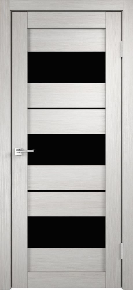 Дверное полотно Экошпон DUPLEX 12 700х2000 цвет Дуб белый стекло Лакобель черное