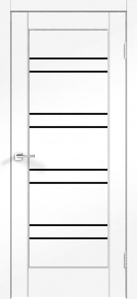 Дверное полотно SoftTouch SoftTouch PREMIER 18 900х2000 цвет Ясень белый структурный стекло Лакобель черное