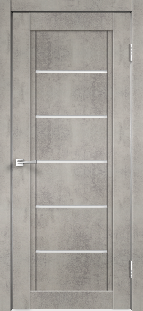 Дверное полотно Экошпон NEXT 1 700х2000 цвет Муар светло-серый стекло Мателюкс