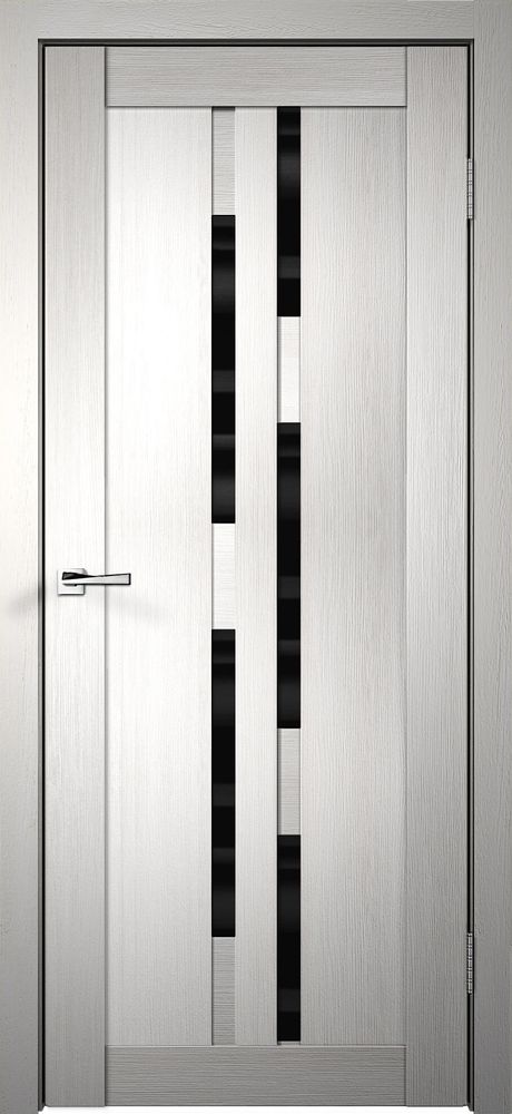 Дверное полотно 3D FLEX UNICA 7 900х2000 Цвет Белый стекло Лакобель черное