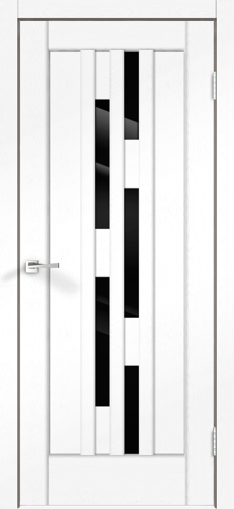 Дверное полотно SoftTouch SoftTouch PREMIER 8 600х2000 цвет Ясень белый структурный стекло Лакобель черное