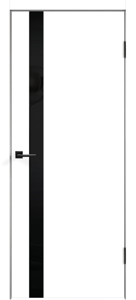 Дверное полотно Экошпон SMART Z1 900х2000 цвет Белый Эмалит стекло Лакобель черное