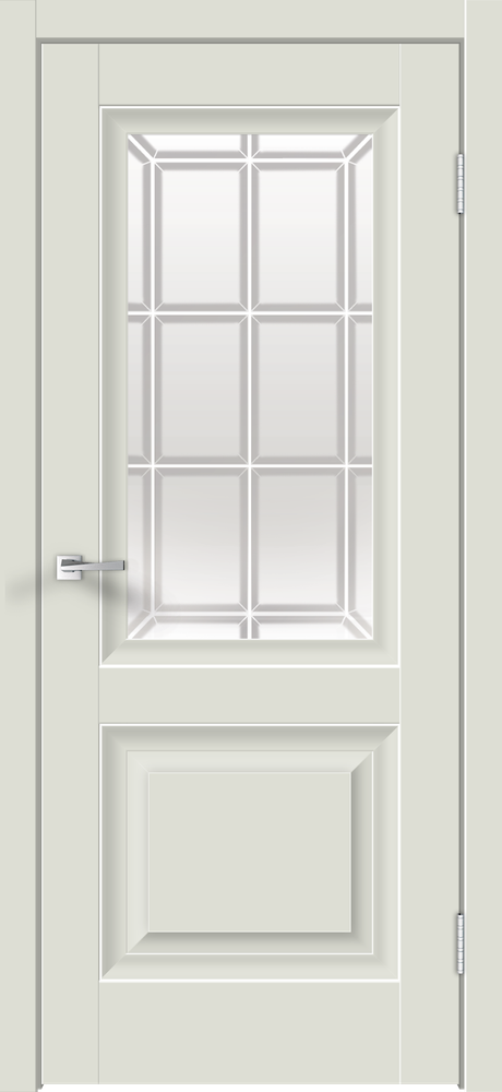 Дверное полотно Экошпон ALTO 8 700х2000 цвет Светло-серый Эмалит стекло Английская Решетка