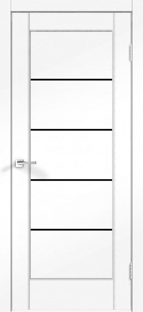 Дверное полотно SoftTouch SoftTouch PREMIER 1 600х2000 цвет Ясень белый структурный стекло Лакобель черное