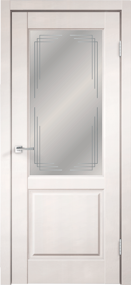 Дверное полотно Экошпон VILLA 2V 700х2000 цвет Белый Эмалит стекло Грани Мателюкс