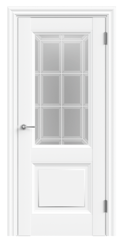 Дверное полотно Экошпон ALTO 8 800х2000 цвет Белый Эмалит стекло Английская Решетка