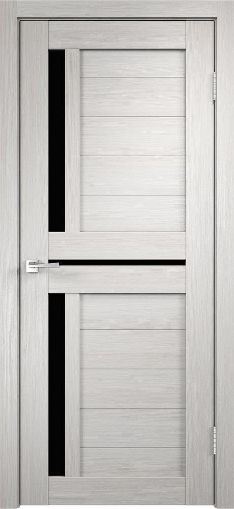 Дверное полотно Экошпон DUPLEX 3 700х2000 цвет Дуб белый стекло Лакобель черное