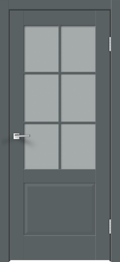 Дверное полотно Экошпон ALTO 12 2V 600х2000 цвет Темно-серый Эмалит стекло Мателюкс