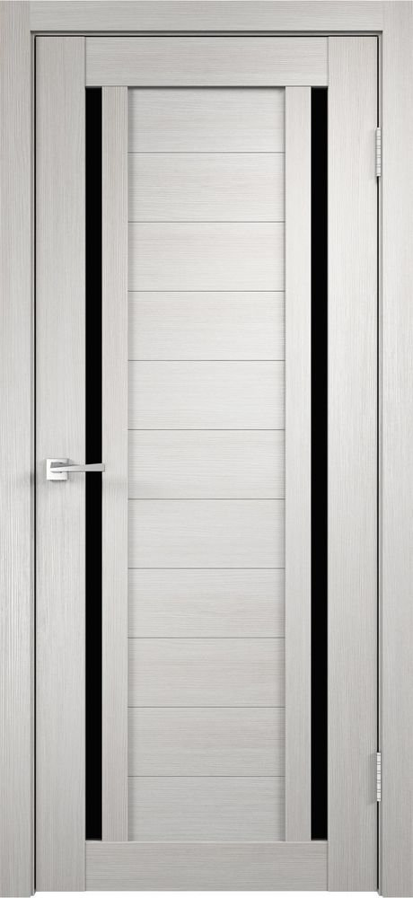 Дверное полотно Экошпон DUPLEX 2 600х2000 цвет Дуб белый стекло Лакобель черное