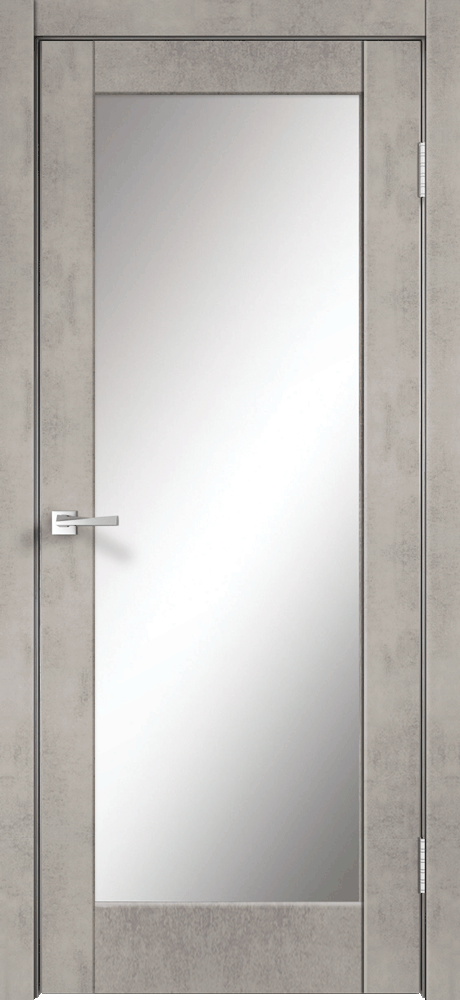 Дверное полотно Экошпон ALTO 4Z 800х2000 цвет Муар светло-серый филенка + зеркало