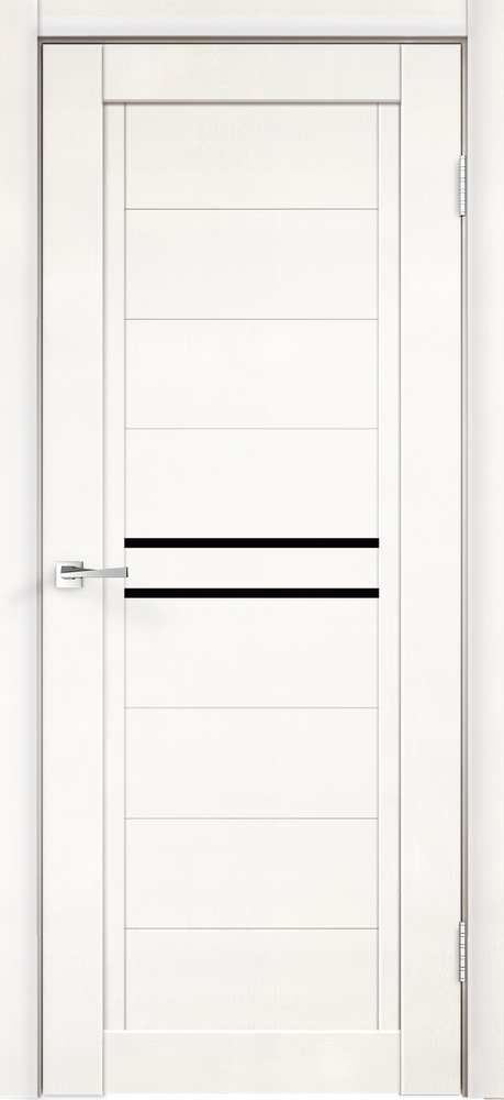 Дверное полотно Экошпон NEXT 2 900х2000 цвет Белый Эмалит стекло Лакобель черное