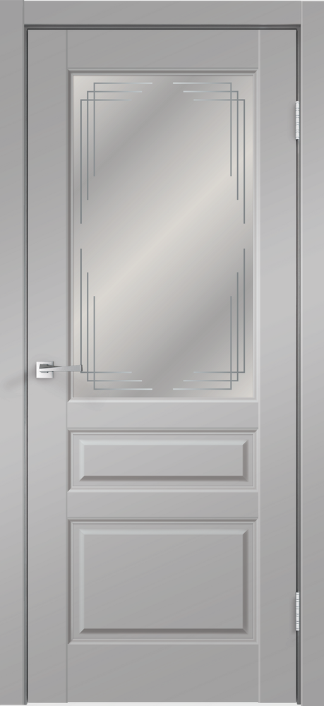 Дверное полотно Экошпон VILLA 3V 700х2000 цвет Серый Эмалит стекло Грани Мателюкс